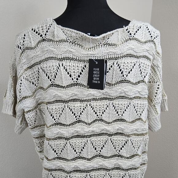 Carducci Open-Knit Short Sleeve Sweater – Size‎ L (NWT) - Picture 3 of 5